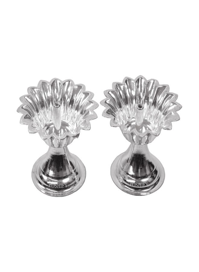 POSHIFY German Silver Big Diya Set of 2, Pooja, Home Decor, Meditation, Silverware, Diwali Decorations, Diwali Gift, Wedding Gift, Pooja Samagri, Room Decor, Luxurious Diya Set_2 - Image 1